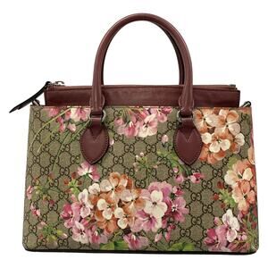Gucci GG Blooms Handbag 409534 Beige Ebony Multi PVC Leather